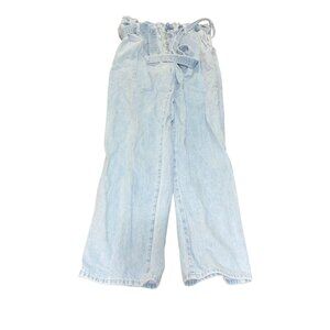 Loft Belted Paper Bag Jeans Button Fly 30" Elastic Waist
